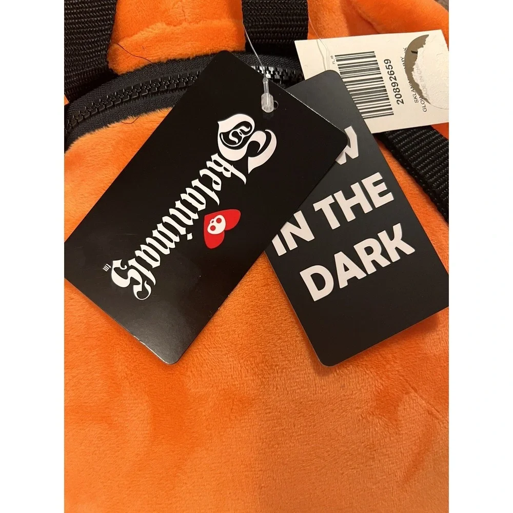 Skelanimals Spider Plush Backpack OS Orange Good Glow In The Dark Skull‎ Heart